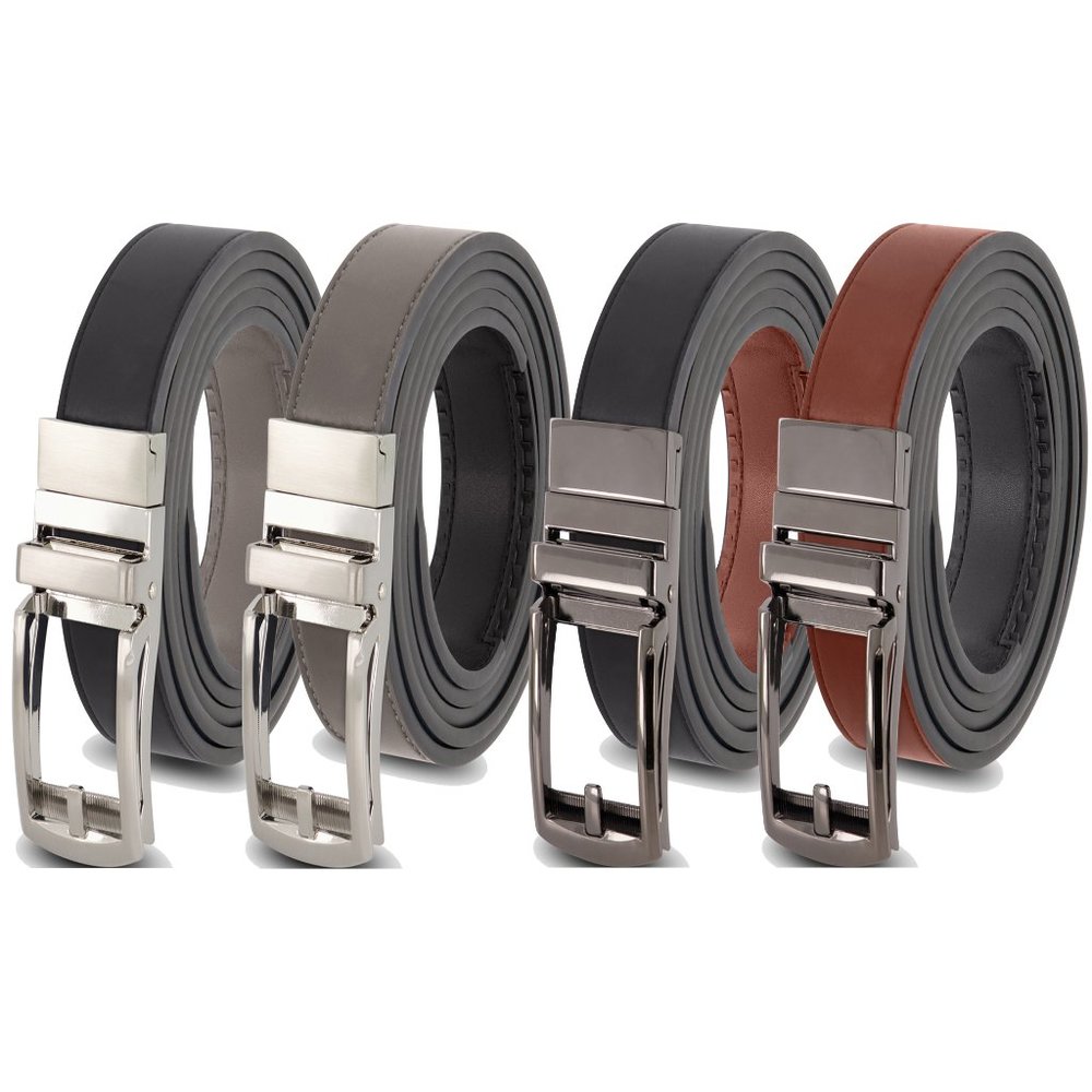 Reversible Ratchet Belts For Men-Genuine Leather-One Size-2 Colors, 1 Belt (2PK)